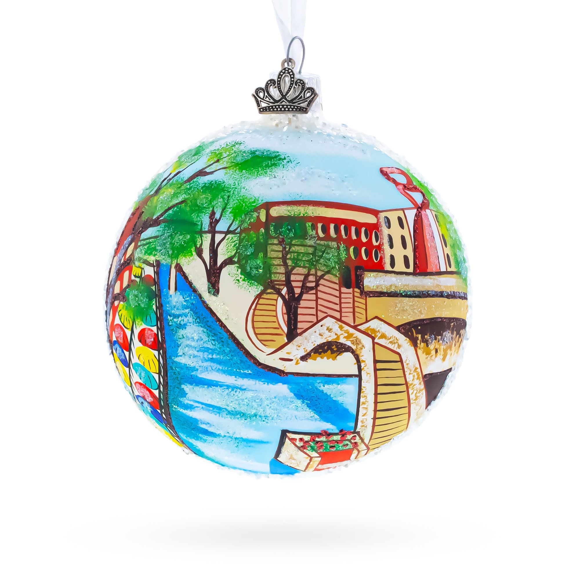 Ornement de Noël San Antonio en verre : cadeau souvenir USA