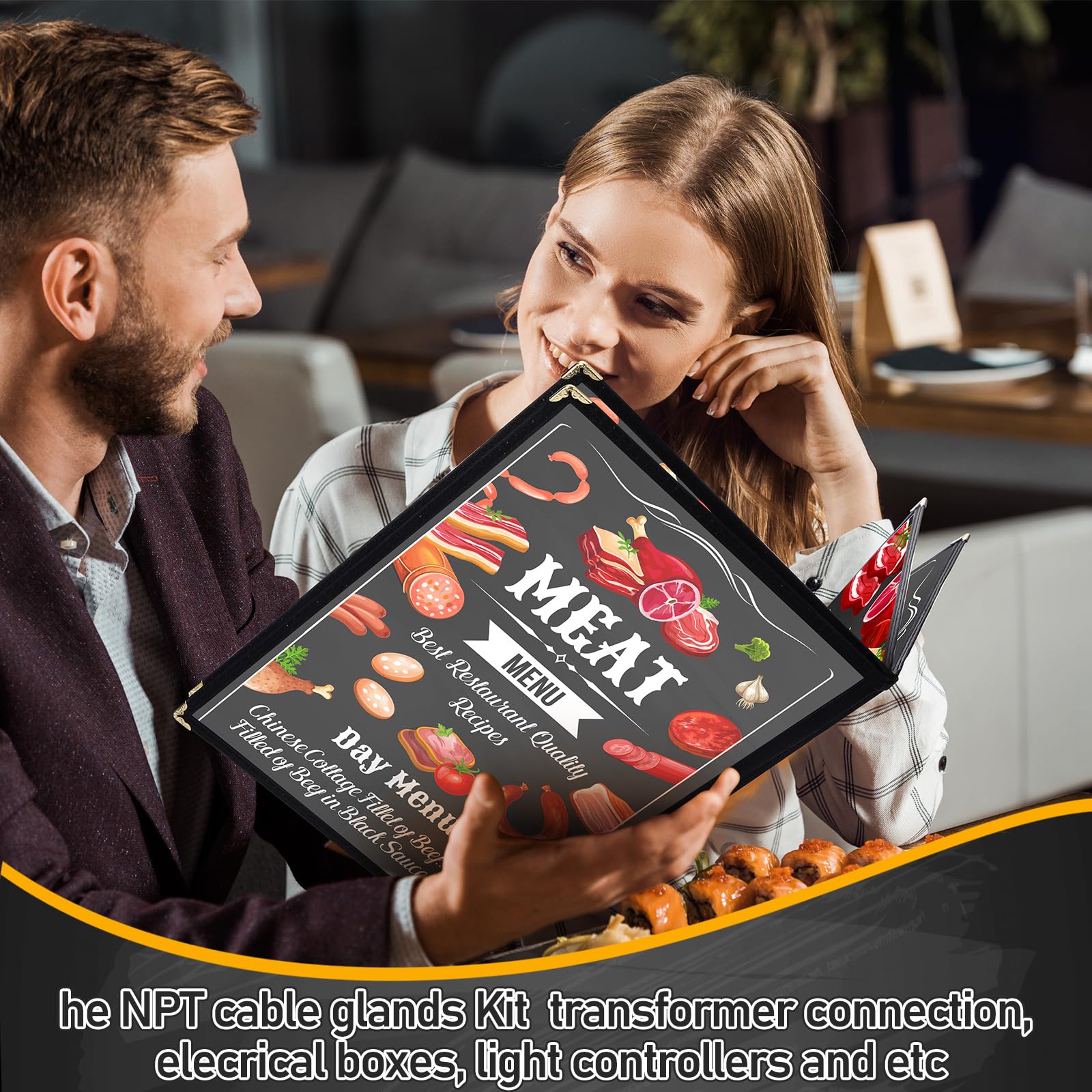 Cinnvoice 24 fundas para menú de restaurante de 8.5 x 11 pulgadas, estilo libro, 4 páginas, 8 vistas, PVC, transparente, soporte para menú, libro para cafetería, bar, hotel, color negro