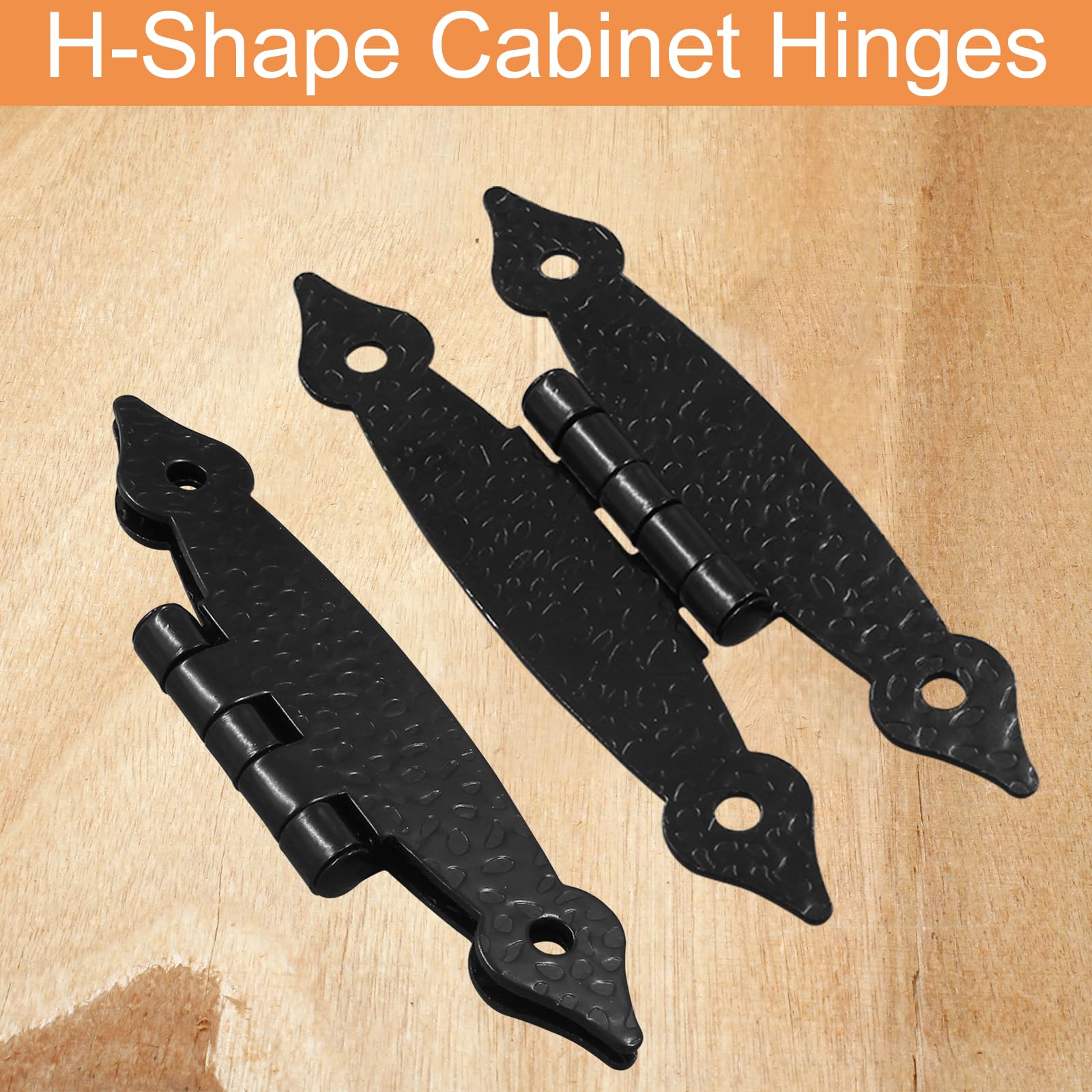 Black H-Shape Cabinet Hinges - 12 Pack -5