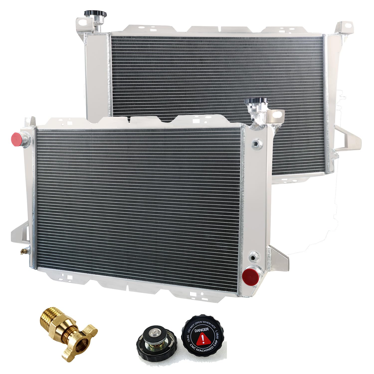 YUFUQIDA 3 Row Core All Aluminum CU1452 DPI1452 Radiator Assembly Compatible with 1985-1997 86 87 88 89 90 91 92 93 94 95 Ford Bronco F-150 F-250 F-