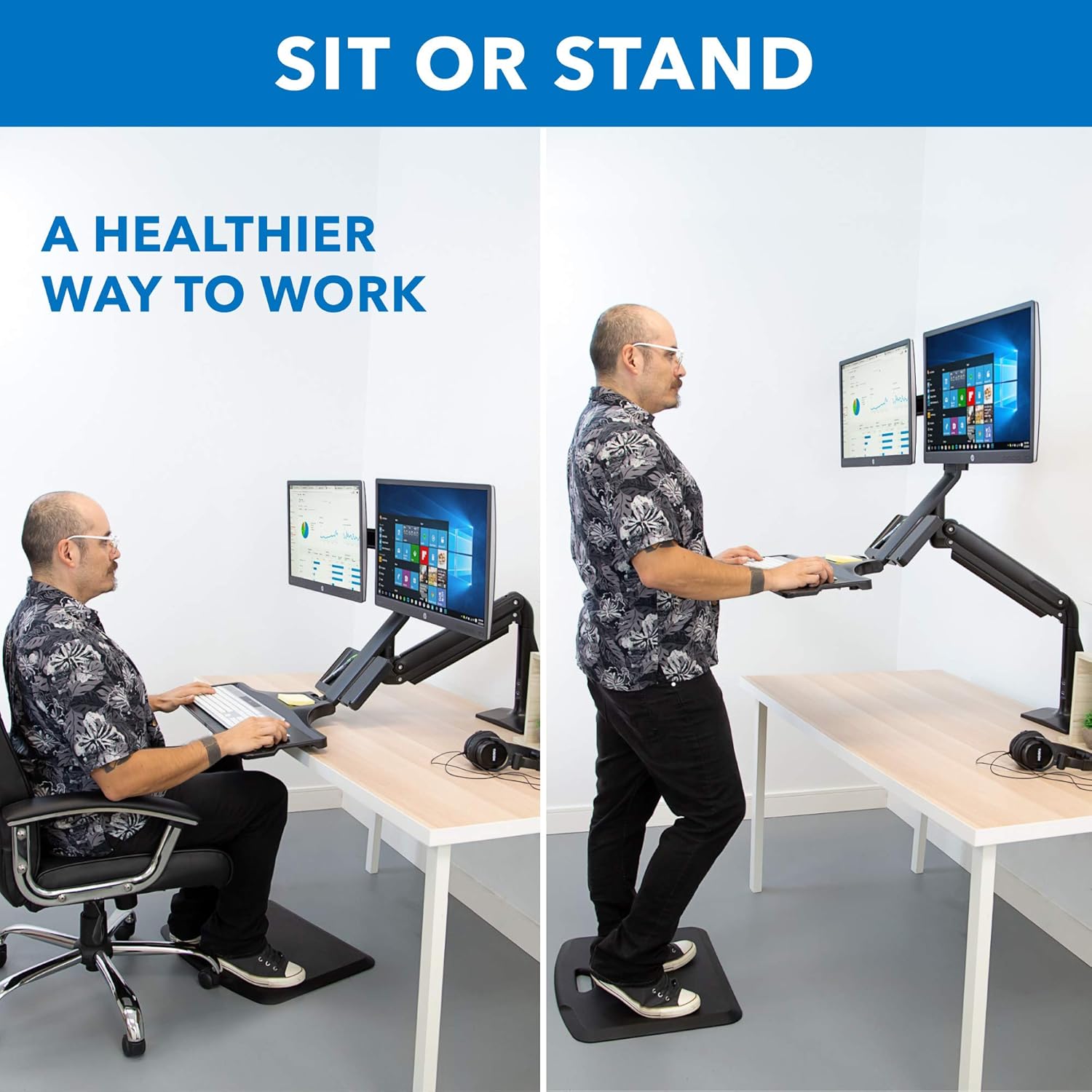 Limited Discount Mount-It! Dual Monitor Sit Stand Workstation with Gas Spring Arm | Height Adjustable Standing Desk Converter | 2 Integrated USB 3.0 Ports | VESA 75 100 | C-Clamp and Grommet Base Flash Deals - 60% OFF Mount-It! Dual Monitor Sit Stand Workstation with Gas Spring Arm | Height Adjustable Standing Desk Converter | 2 Integrated USB 3.0 Ports | VESA 75 100 | C-Clamp and Grommet Base