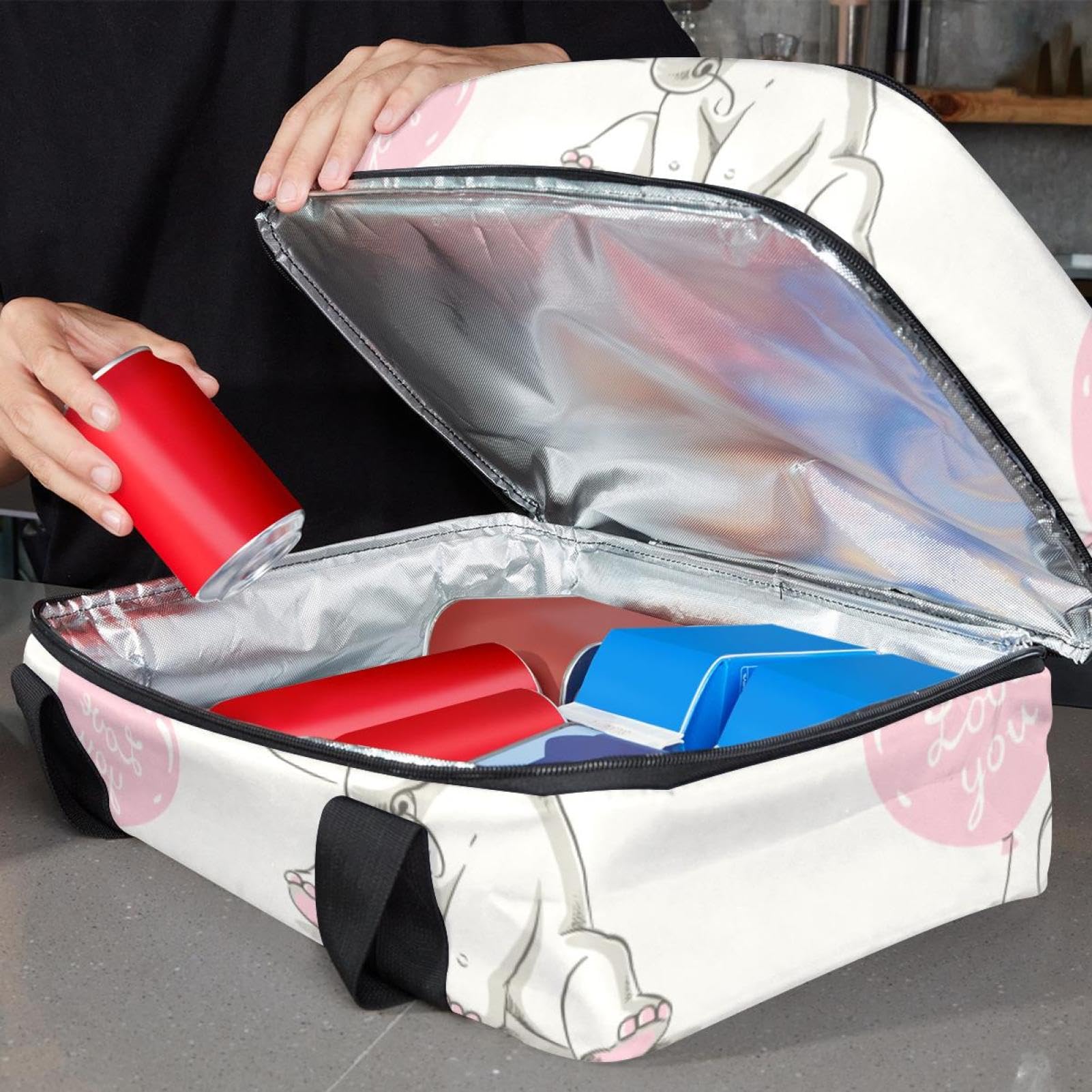 Grand sac à déjeuner isotherme pour homme et femme, double couche, étanche, étanche, réutilisable, sac fourre-tout pour le travail, l'école, le pique-nique, la plage, le camping, les voyages, motif