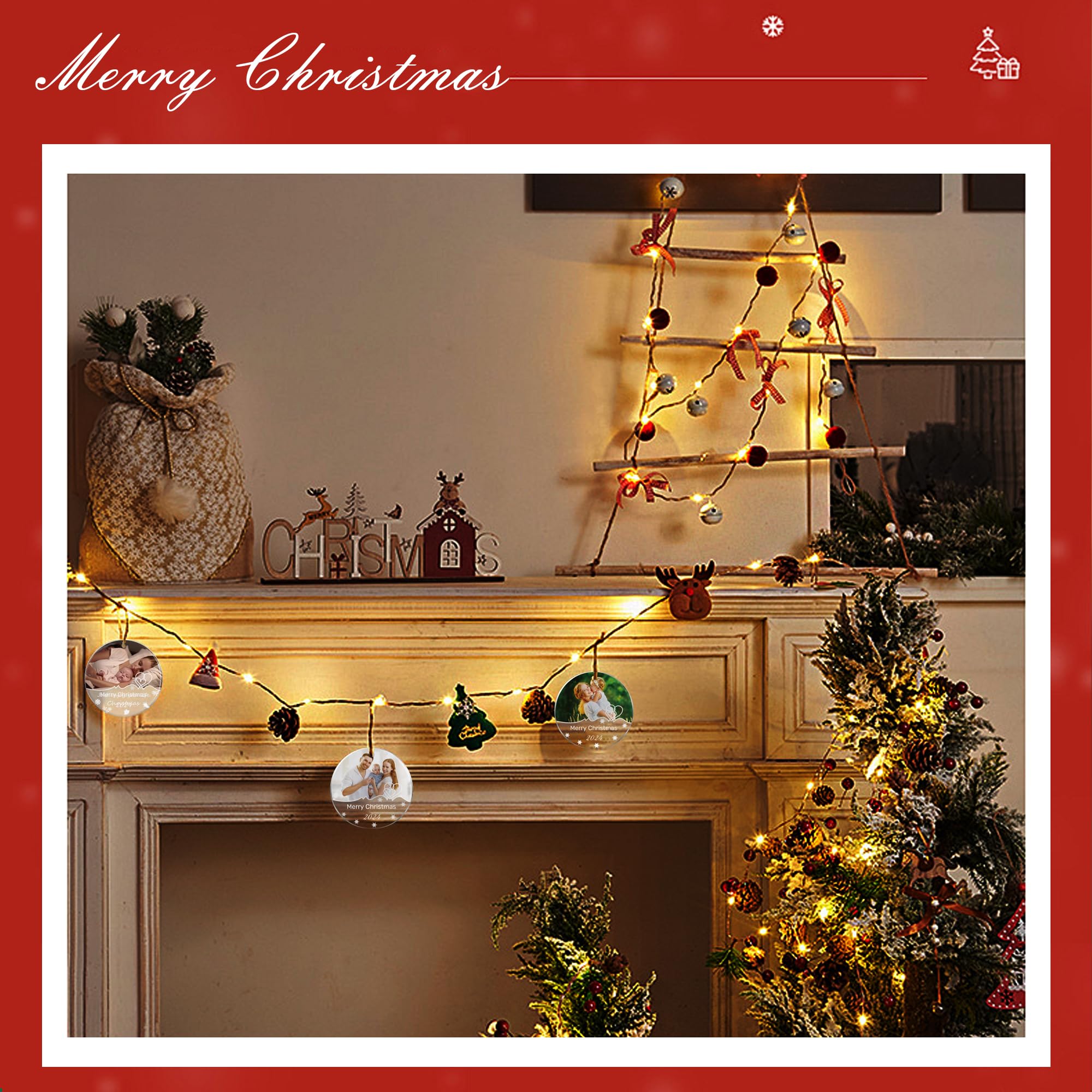 Boule De Noël Personnalisable Avec Photo Et Texte – En Céramique, Acrylique Ou Bois – Idéal En Cadeau Pour Famille, Couple Ou Amis