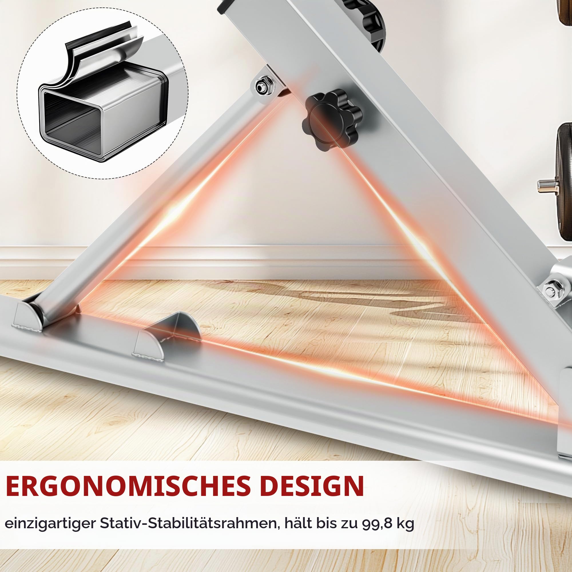 SDHYL Römischer Stuhl für Core & Back Training, Verstellbarer Römischer Stuhl Core Trainer Home Gym Ausrüstung, Roman Chair Rückentrainer mit PU Lederkissen,104x58x93cm,Silber