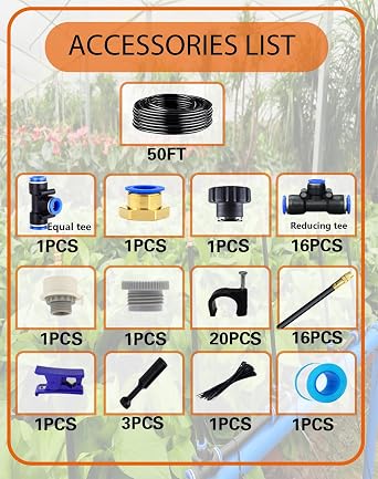 Drip Irrigation System,Automatic Garden Watering System, 360 Degree Adjustable Garden Sprinkler, High Output Mist Spray Nozzle for Potted Plants