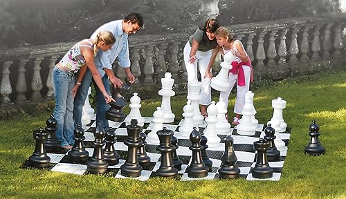 Miniatura 2 de Juego completo de piezas gigantes de ajedrez con Rey de 25 pulgadas de alto en blanco y negro.