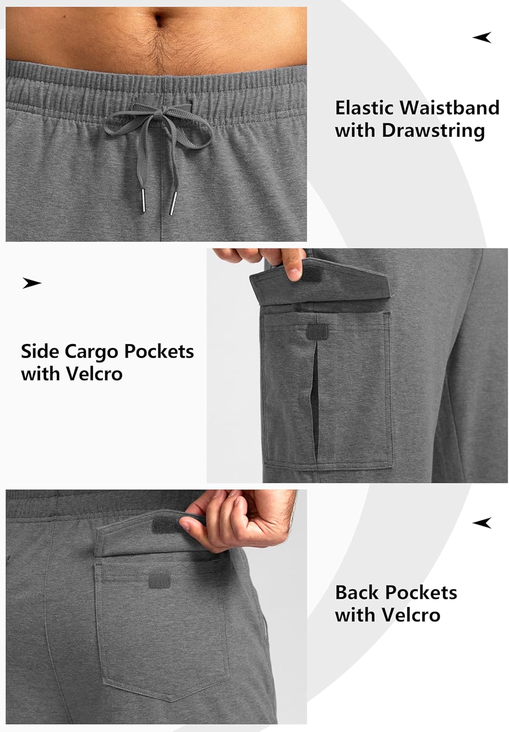 Pudolla Men's Cotton Sweatpants with Cargo Pockets Open Bottom Yoga Pants for Men Lounge Pants for Athletic Workout Casual - Image 5