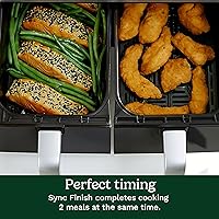 Vista 9 de Cuisinart Freidora de aire de 2 cestas, 2-4.25 QT, total 8.5 QT, 4 funciones: freír al aire, asar, hornear y mantener caliente, características Sync