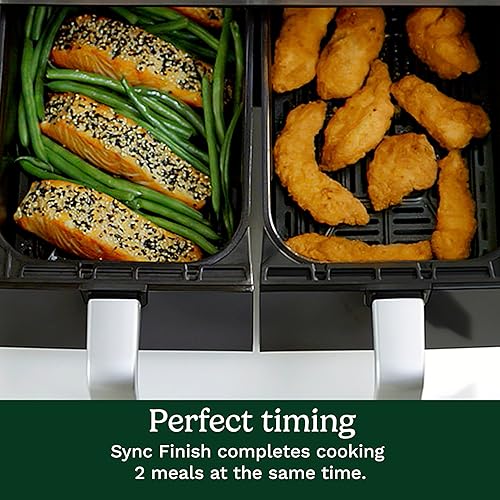 Miniatura 9 de Cuisinart Freidora de aire de 2 cestas, 2-4.25 QT, total 8.5 QT, 4 funciones: freír al aire, asar, hornear y mantener caliente, características Sync