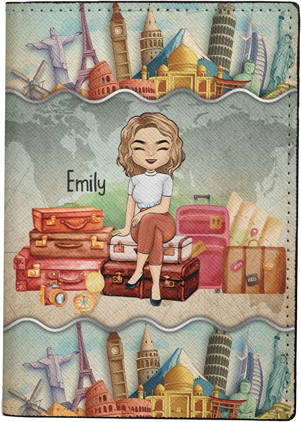 Personalized Name Travel Girl Leather Passport Wallet Fun Unique Gift for Traveler Custom Travel Accessory Passport Holder Gift for Girl Traveling Lover 5