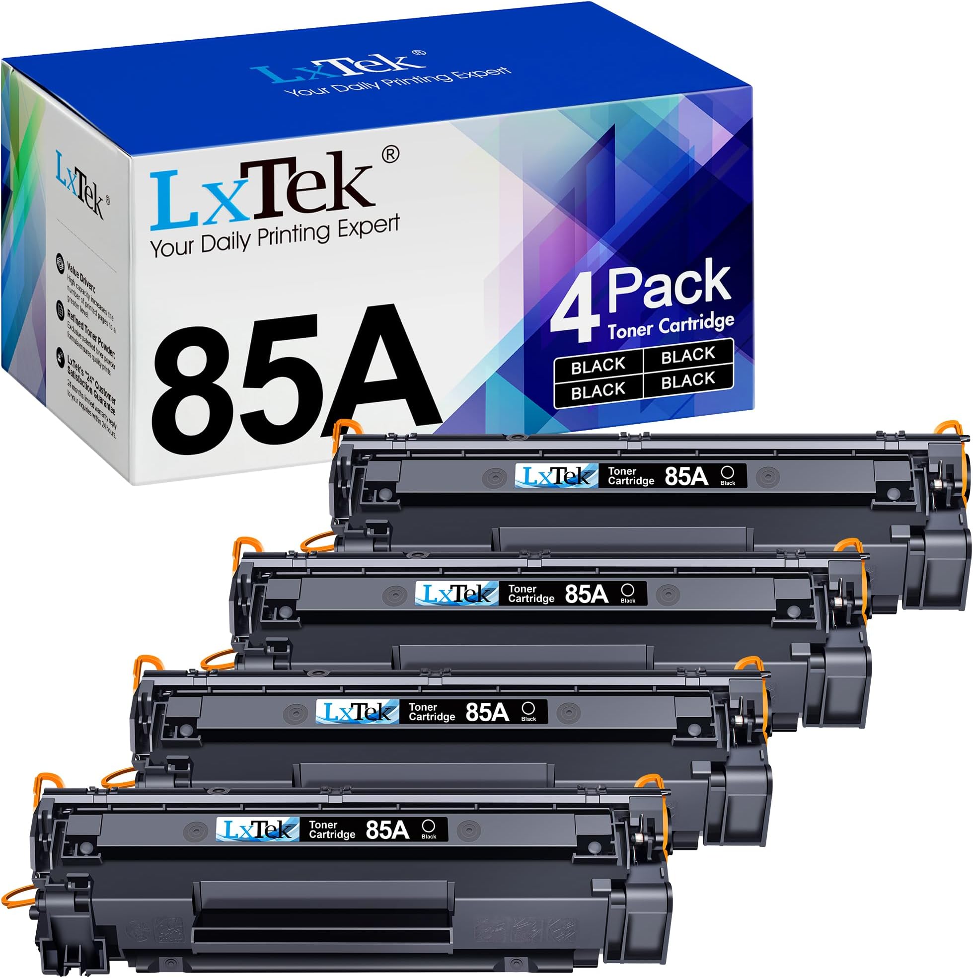 Compatible Toner Cartridge Replacement for HP 85A CE285A Compatible with Laserjet Pro P1102W P1102 P1106 M1132MFP M1217NFW M1212NF M1132 P1100 M1136 M1210 M1212 M1213NF (Black,4-Pack)