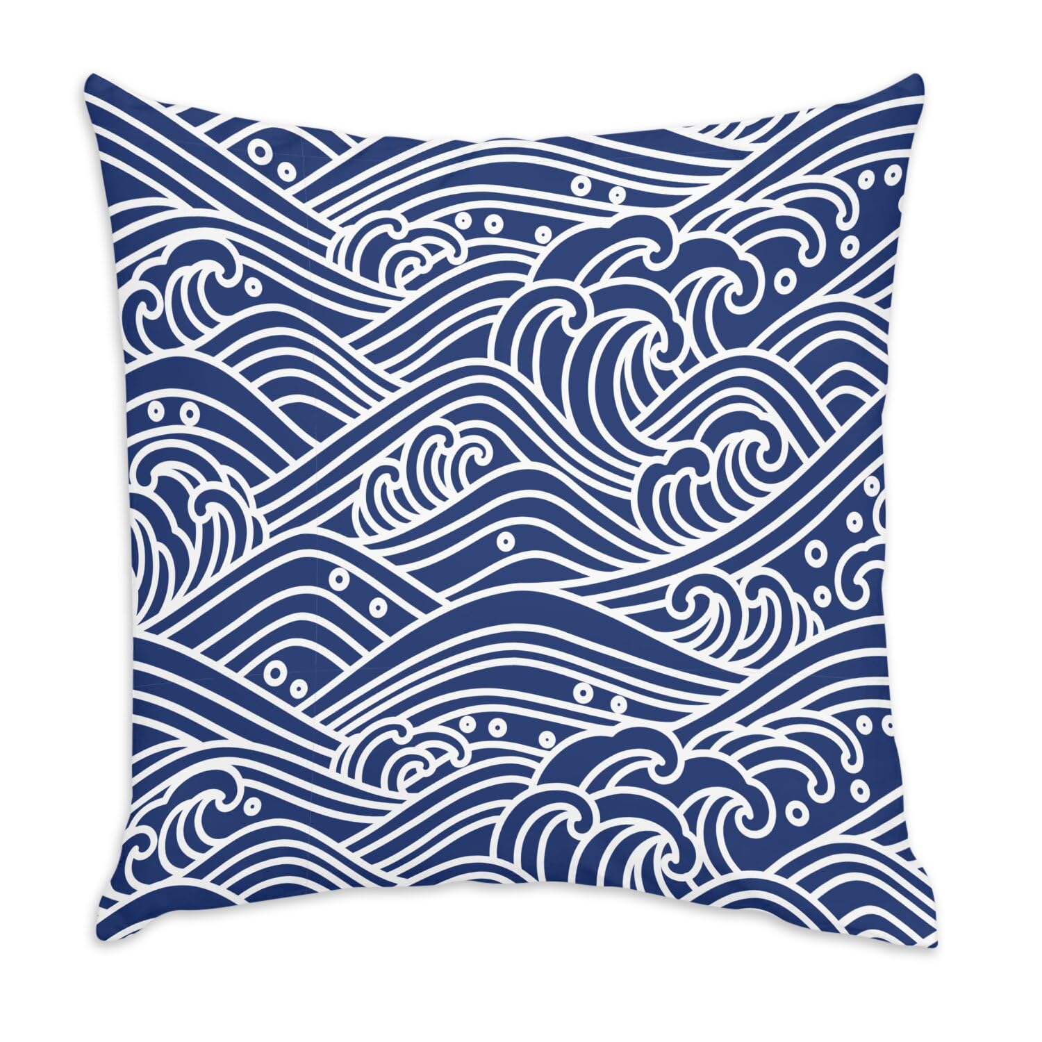 Coussin motif minimaliste japonais vague de l'océan avec housse amovible toucher velours