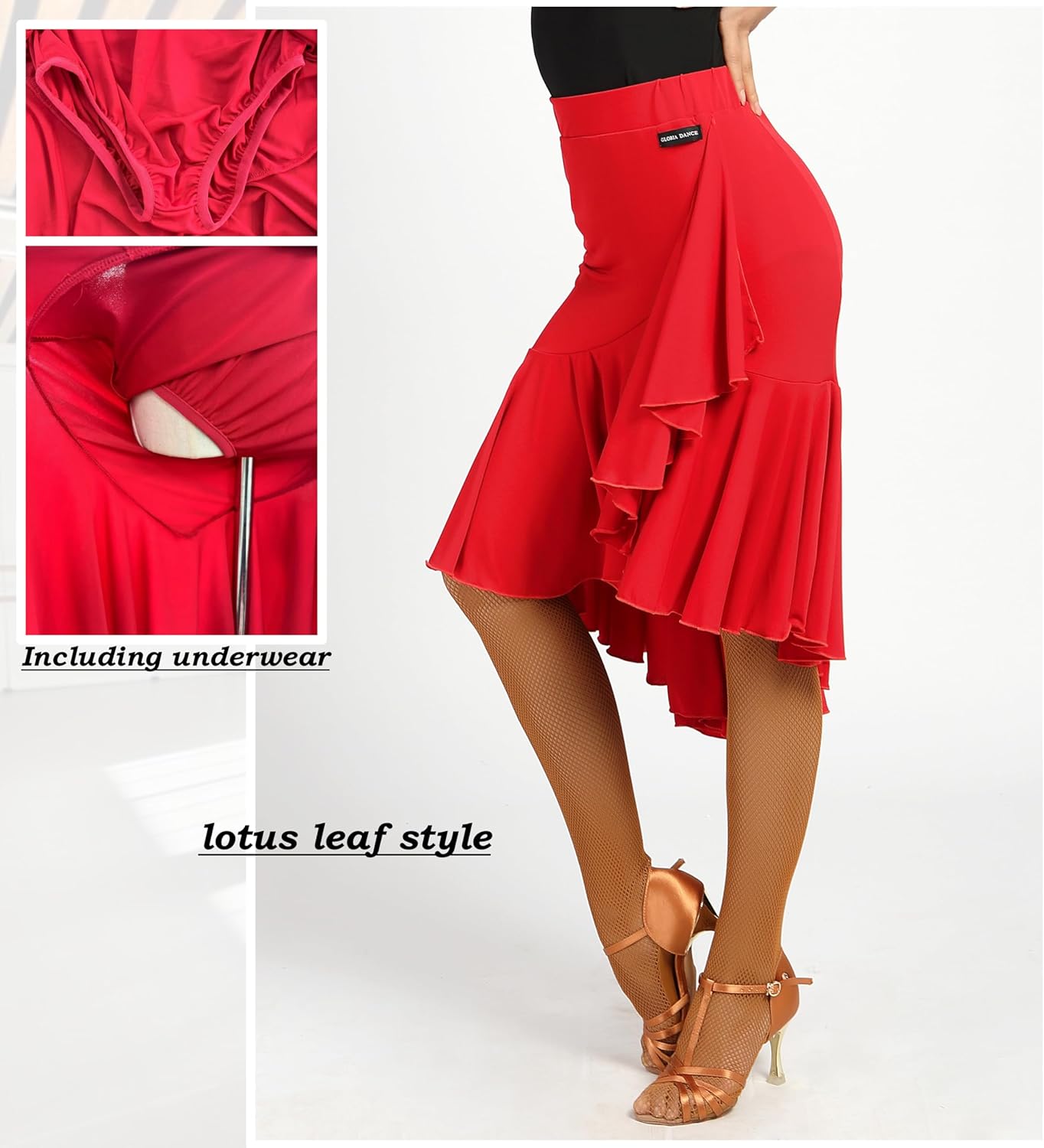 G2022 Latin Ballroom Dance Professional Lotus Leaf Style and Irregular Swing Design Skirt