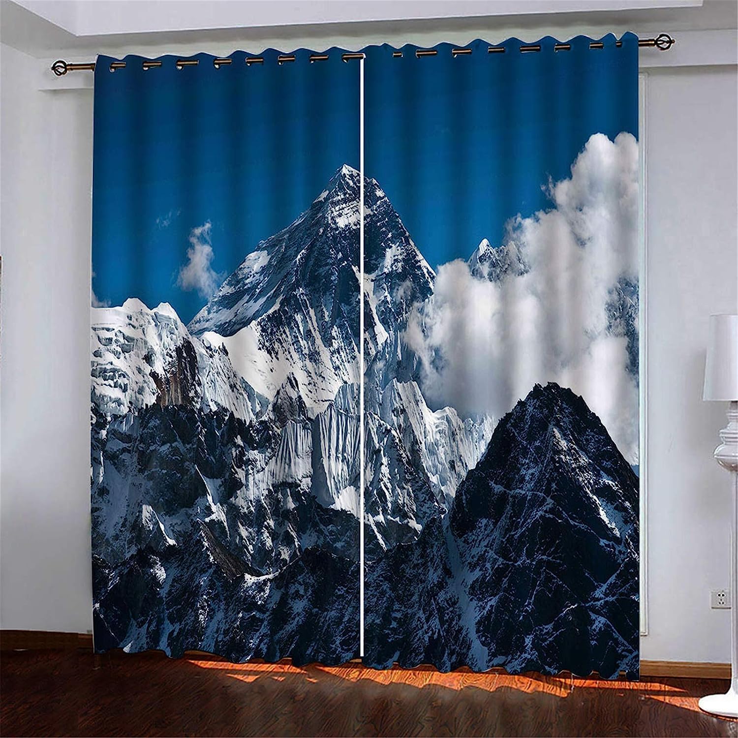 Rideaux thermiques et occultants 3D paysage de montagne pour isoler chambre et salon