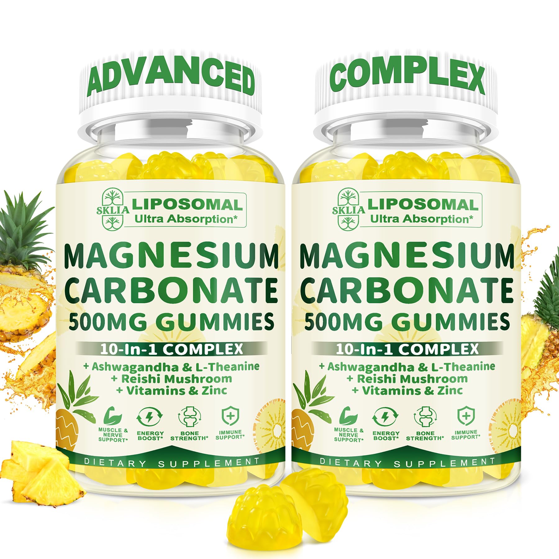 Liposomal Magnesium Carbonate Gummies 500 mg, Muscle & Nerve Support, 60cts 60 Count (Pack of 2)