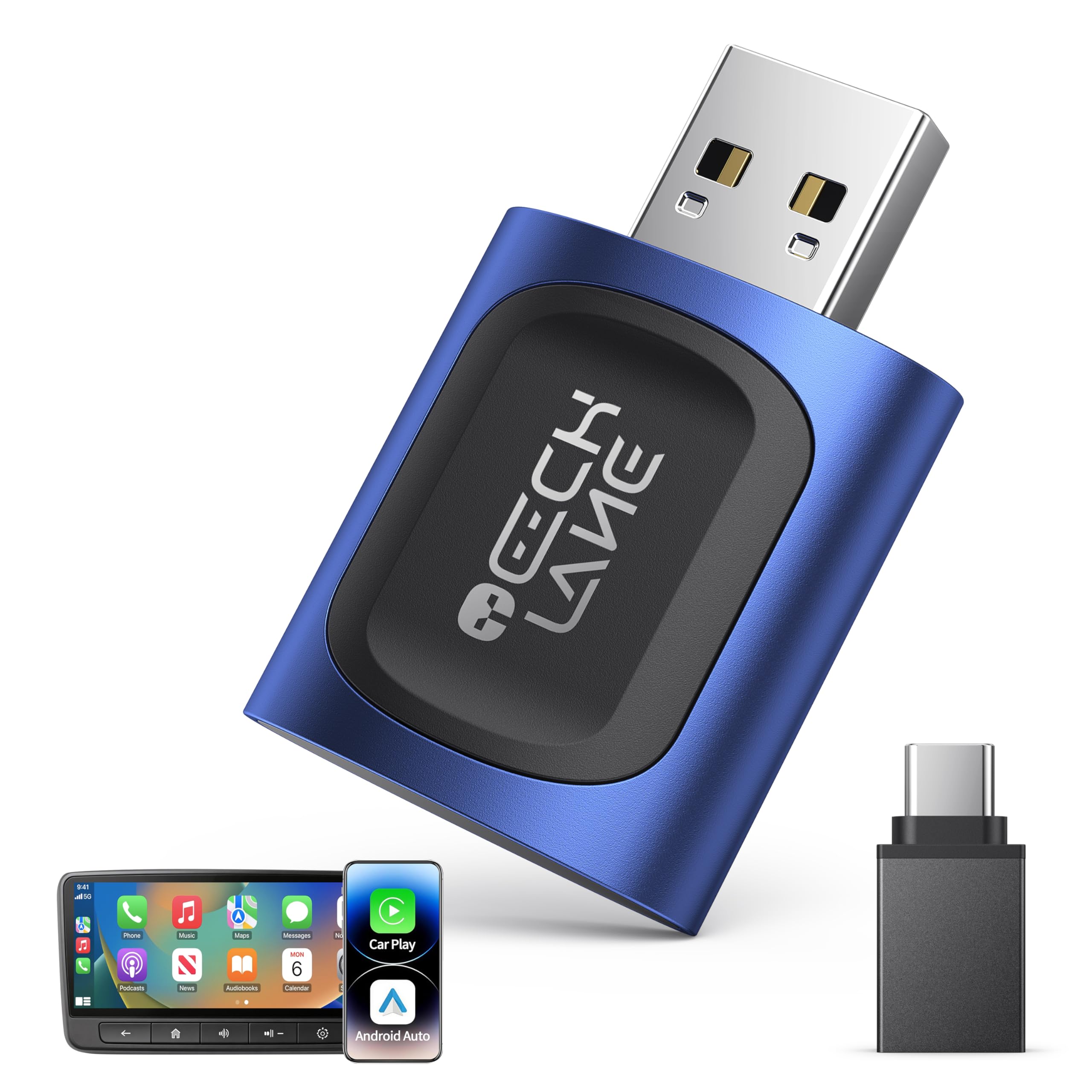 2026 Upgraded 2-in-1 Wireless CarPlay Adapter & Android Auto Wireless Adapter, Bluetooth Car Adapter for Wired to Wireless, Fast & Stable Auto-Connect, 5G WiFi & BT 5.4, Plug & Play (USB-C/A)