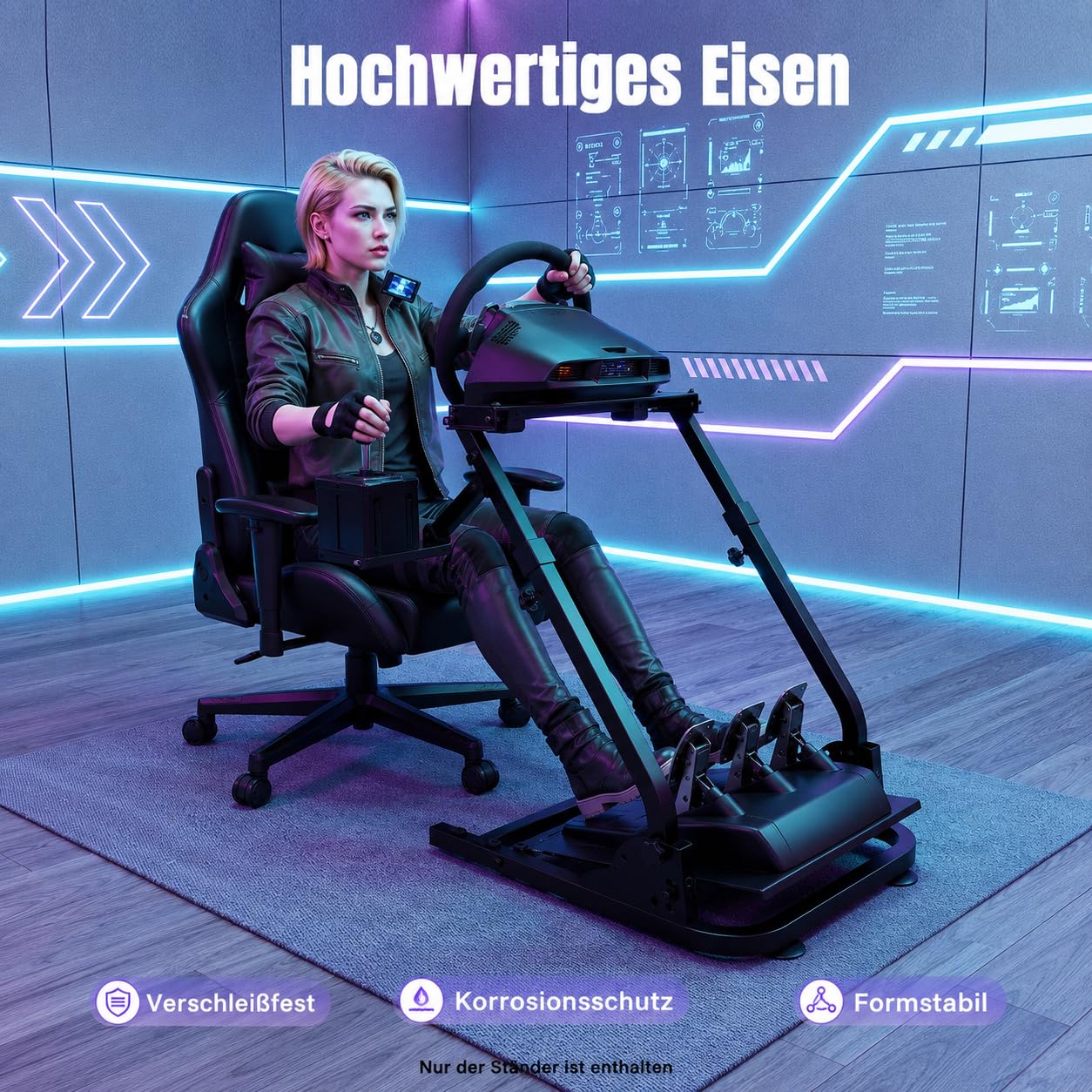 Racing Wheel Stand Lenkradständer, Lenkrad Gaming Wheel, Faltbar Spielsitz Rennsitz Racing Sitz, Höhenverstellbar (56–78 cm), Kompatibel mit den Meisten Lenkrädern, Es ist Geeignet für Spielräume