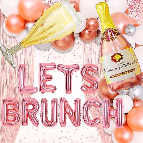 LaVenty 43 piezas de decoración de brunch de brunch y burbujeante decoración de despedida de soltera Lets Brunch Banner floral para despedida de