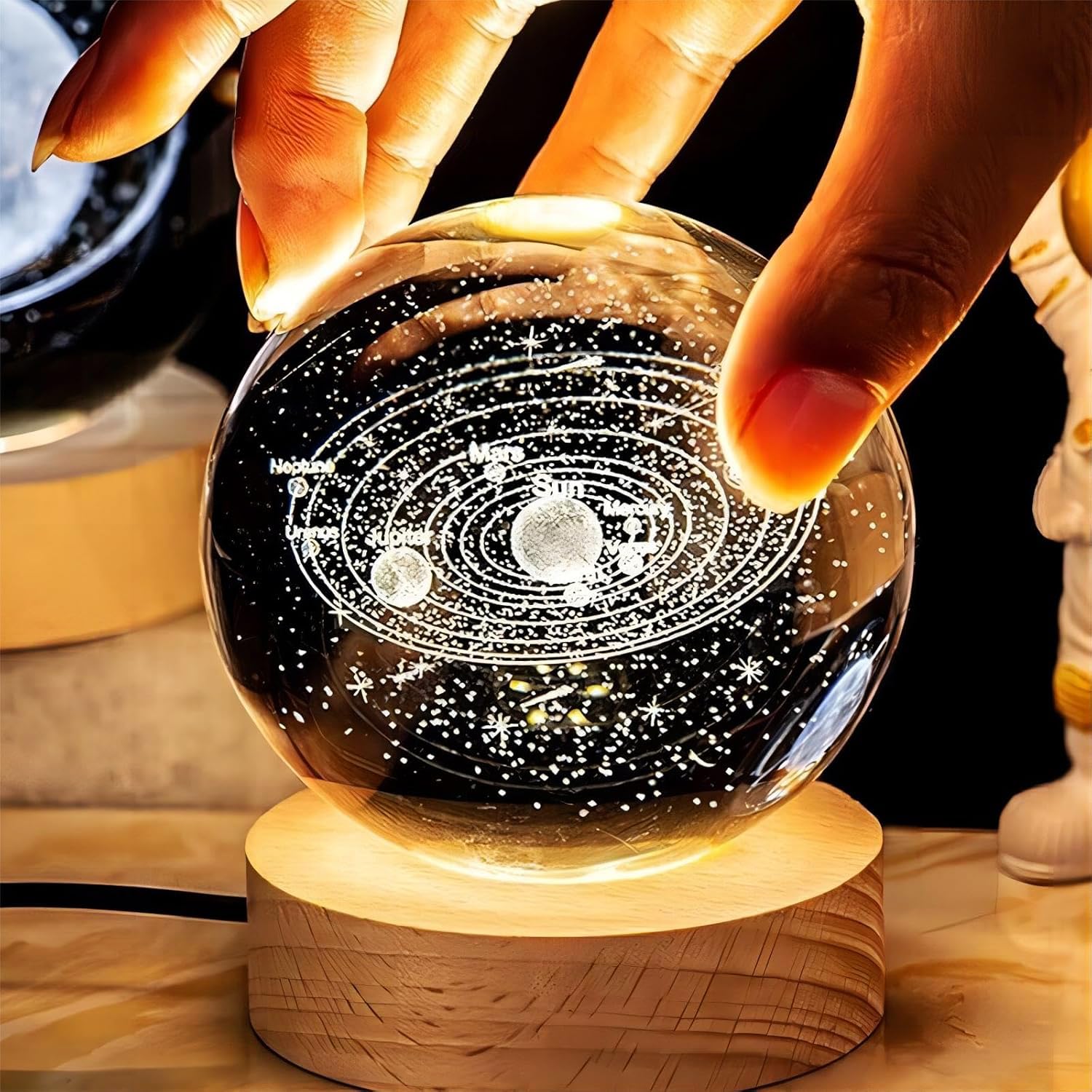 GIGAWATTS 3D Universe Crystal Ball Night Light USB Table LED Lamp Home Decor Lights with Wooden Base for Home Office Kids Teens (Pack of 1, Warm White) (B0DHRX4J3J) Amazon Price History, Amazon Price Tracker