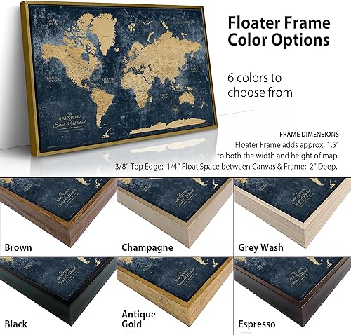 Miniatura 10 de Holy Cow Canvas Personalized Push Pin World Travel Map with Pins, Gold & Navy World Map Pin Board, Push Pin Travel Map World on Canvas, Push Pin Map