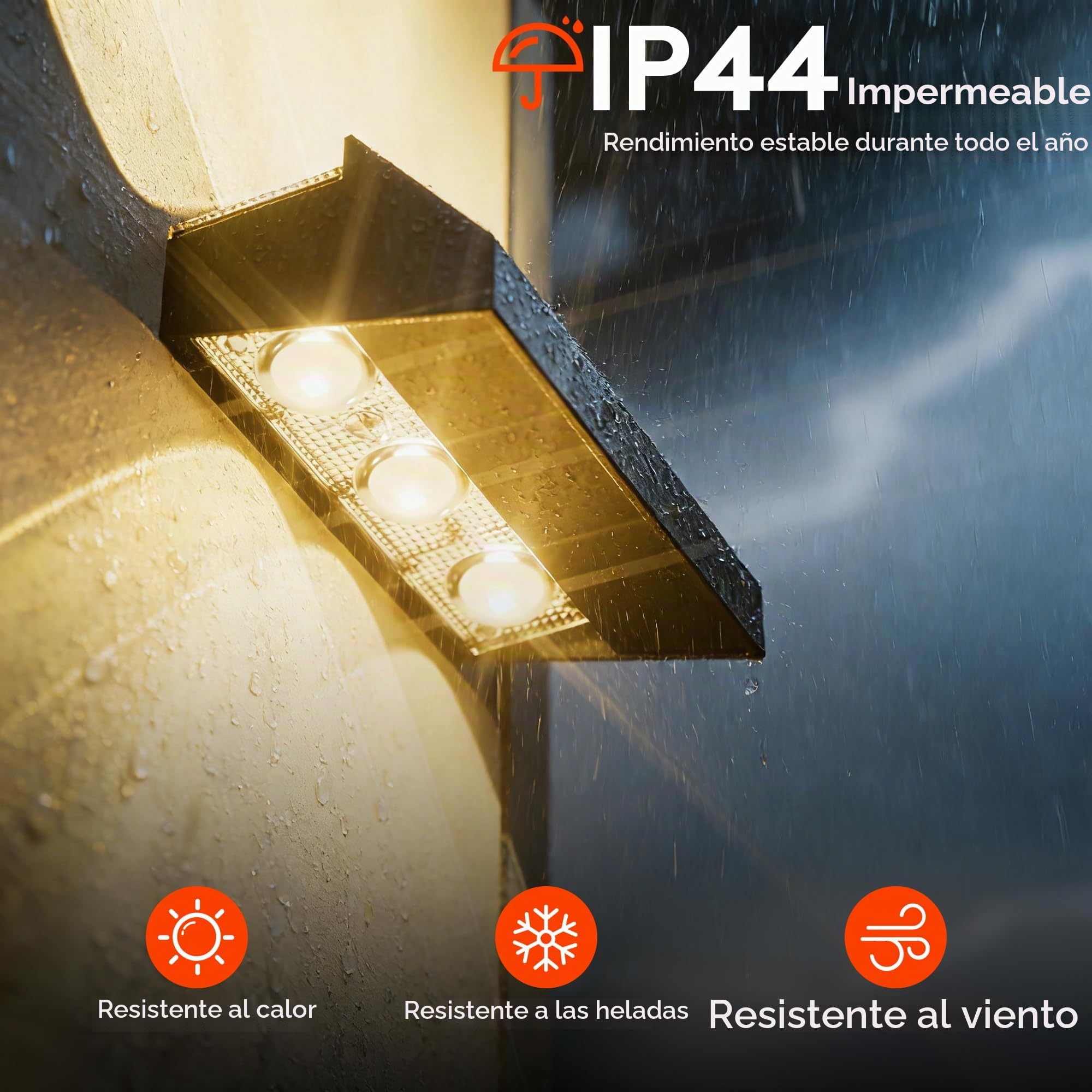 Quntis Luz Solar Exterior Pared 8 Piezas Blanco Cálido y RGB 12 Modos | 30H Autonomía, Aplique Solar Pared Exterior Impermeable IP44, Lámpara Solar para Jardín Valla Terraza Fachada