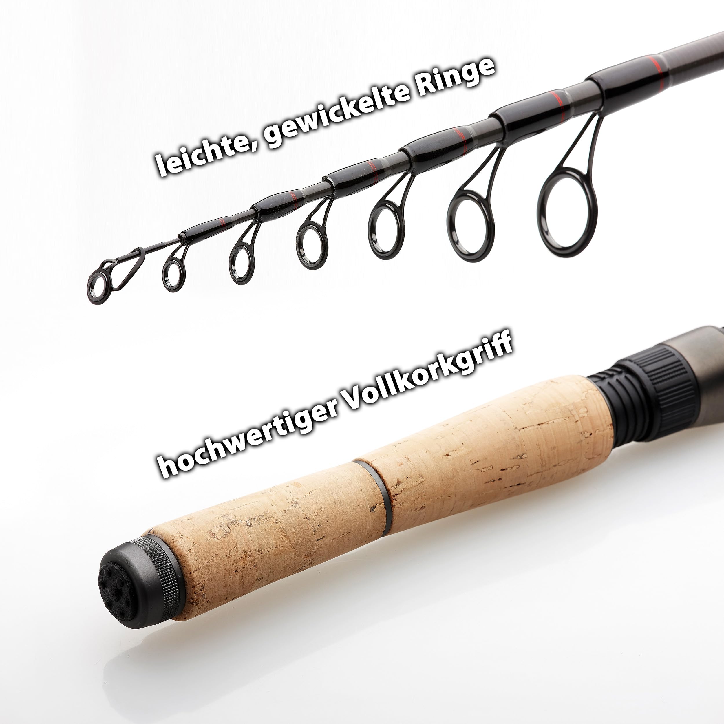 Fischzeux Survival Angelset - Outdoor Mini Reiseruten Set komplett, extra kompakt