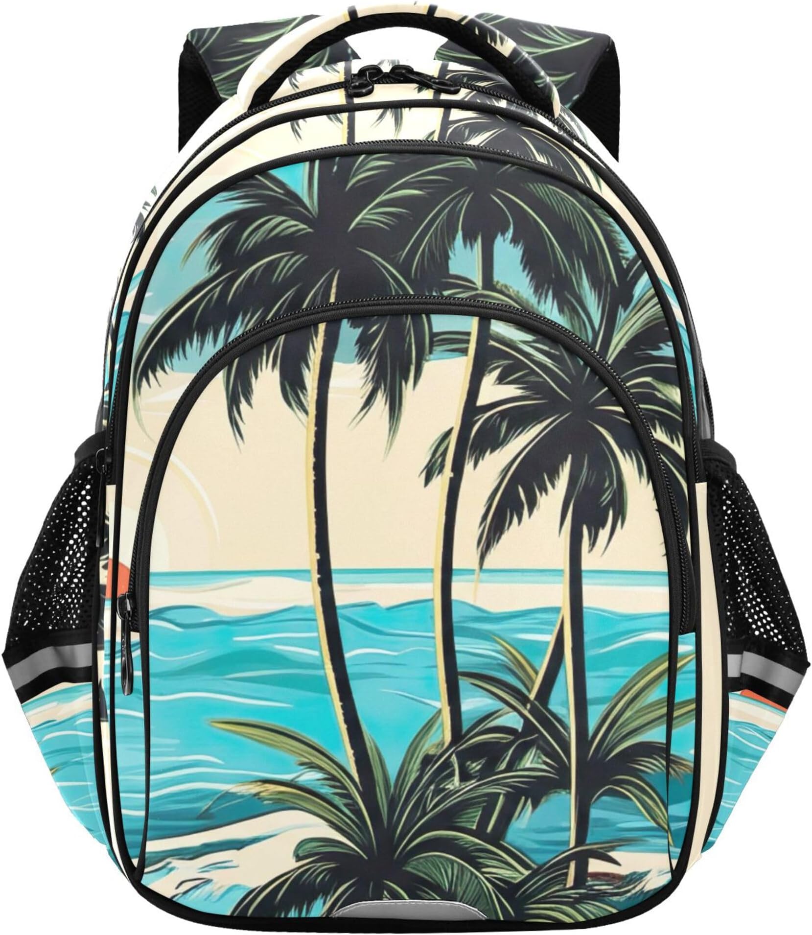 Tropical Palm Trees Beach Funny Backpacks Boys Kindergarten Age 3-8 Back to School Bag Cute Children Kids Backpacks for Girls Print Book Bags Small