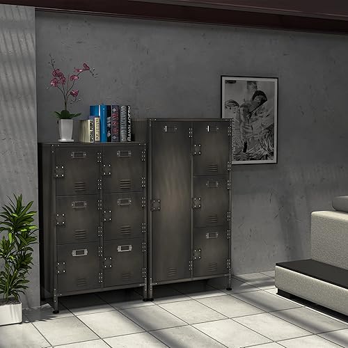Miniatura 5 de Yizosh Armario de metal con 6 puertas con cerradura, armarios de almacenamiento de acero industrial para empleados  Armarios de almacenamiento de