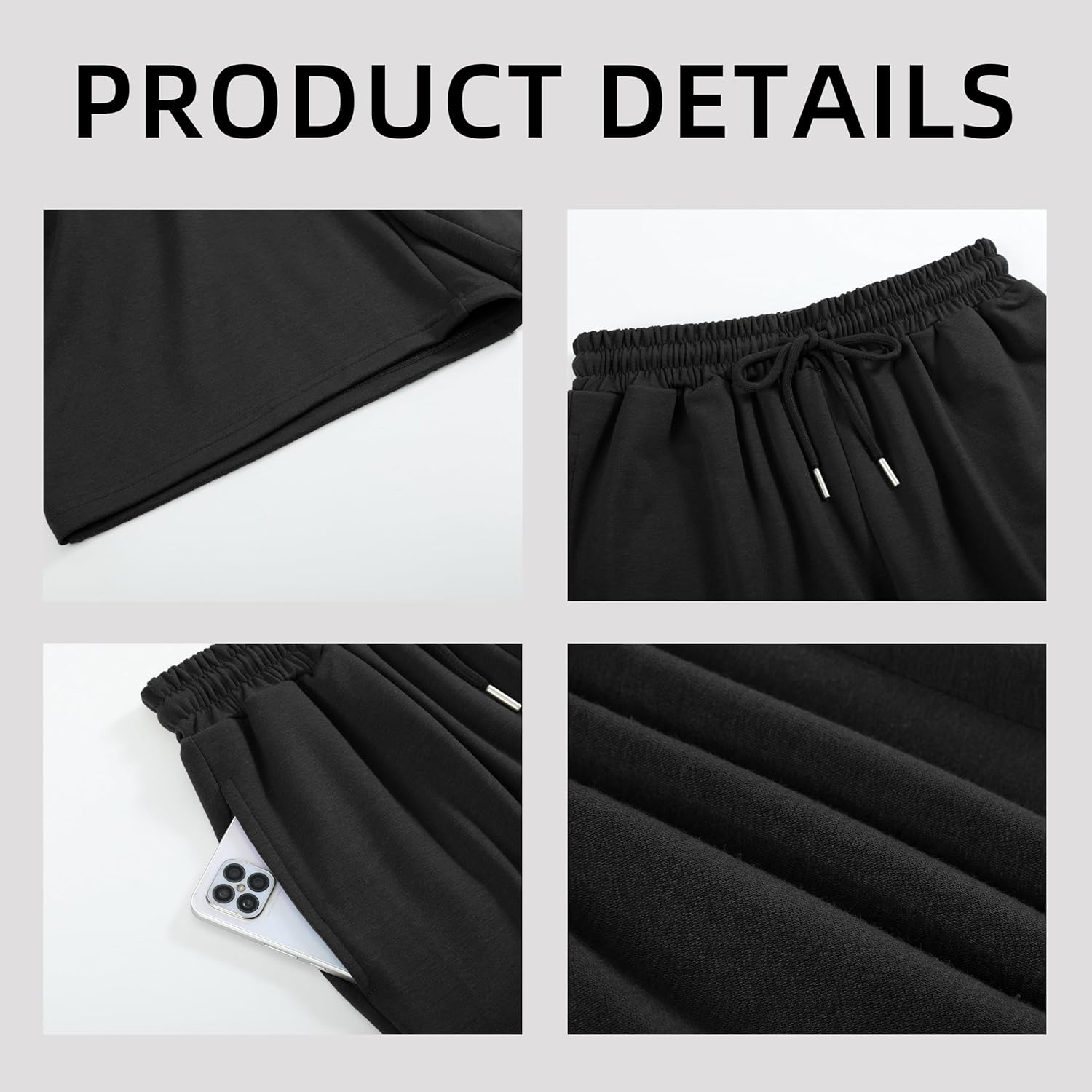 Womens Sweat Shorts Casual Summer Comfy Lounge Athletic Clothes Elastic Cotton Running Shorts with Pockets - Image 5