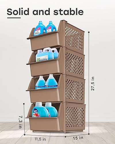 Miniatura 3 de TidyFriend - Contenedores apilables de almacenamiento para despensa, paquete de 4 contenedores apilables medianos para organizar alimentos, cocina y