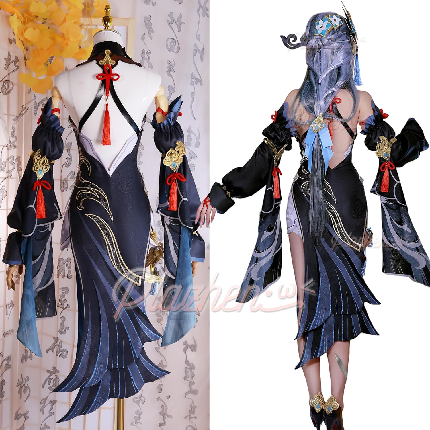 原神 コスプレ 申鶴 新コスチューム 冷花幽露 フルセット 飾り小物付き