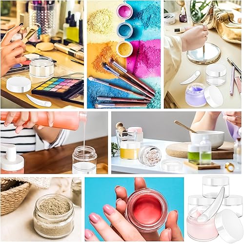 Miniatura 72 de MotBach Paquete de 3 tarros de vidrio de 16 onzas con tapas, recipientes redondos de vidrio transparente de 16.2 fl oz, tarros de maquillaje, tarro