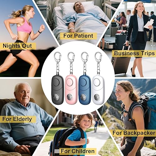 Miniatura 4 de Personal Alarm for Women Keychain Alarm Qoosea 4 Pack 135dB Emergency Keychain Siren with Strobe Light Loud Siren for Women Kids Students Seniors