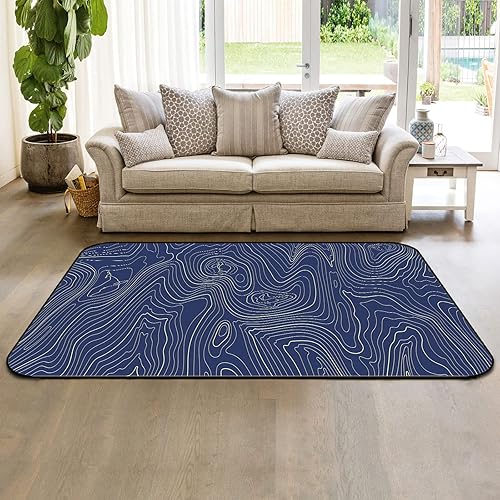 Alfombra de área moderna antideslizante para sala de estar, 5 x 8 pulgadas, montañas abstractas, líneas artísticas, alfombras de cocina, lavable,