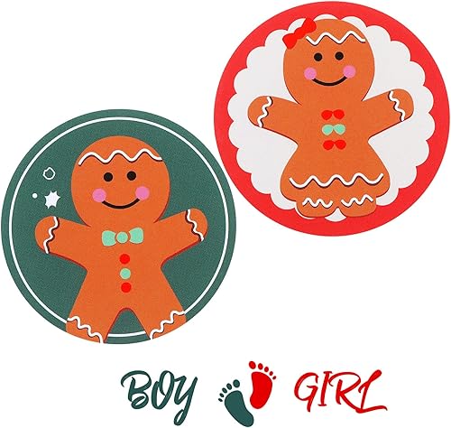 Miniatura 1 de Containlol 120 calcomanías de Navidad de pan de jengibre de 2.5 pulgadas, divertidas calcomanías de pan de jengibre de dibujos animados, calcomanías