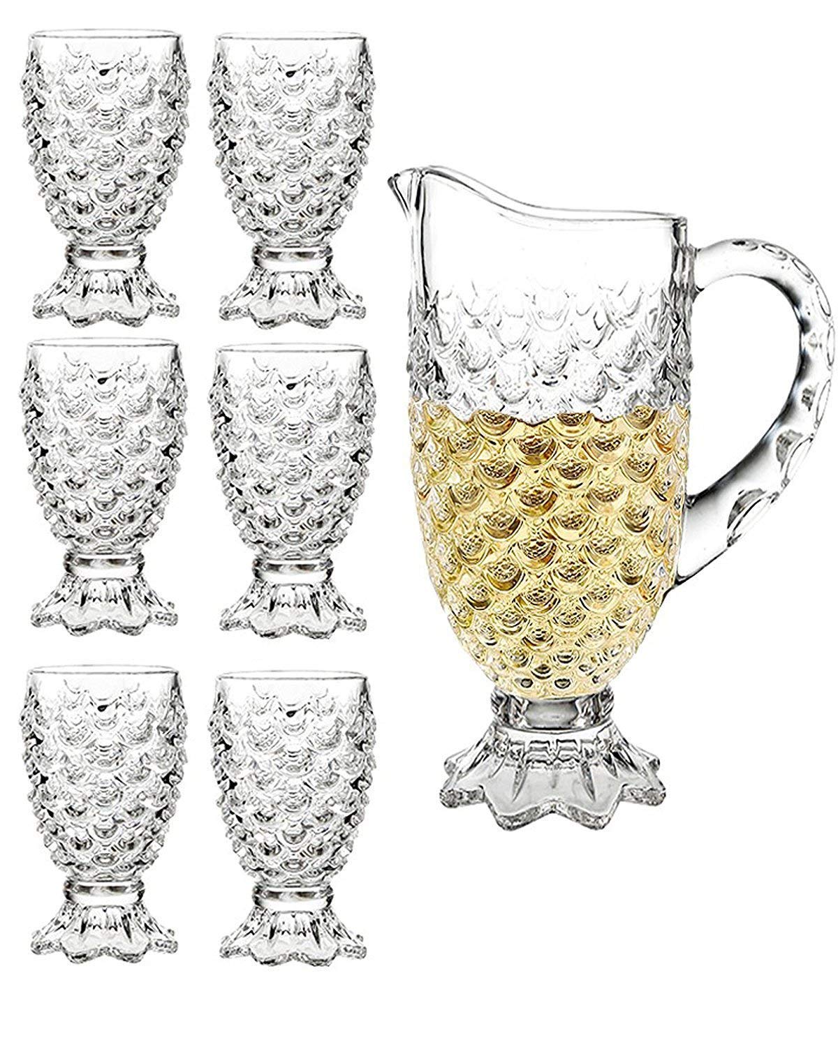 HomecartCrystal Desire Lemon Set, Juice/Water Jug, Carafes and Pitchers, Glass, Jug with Glass Set (Standard, Clear)