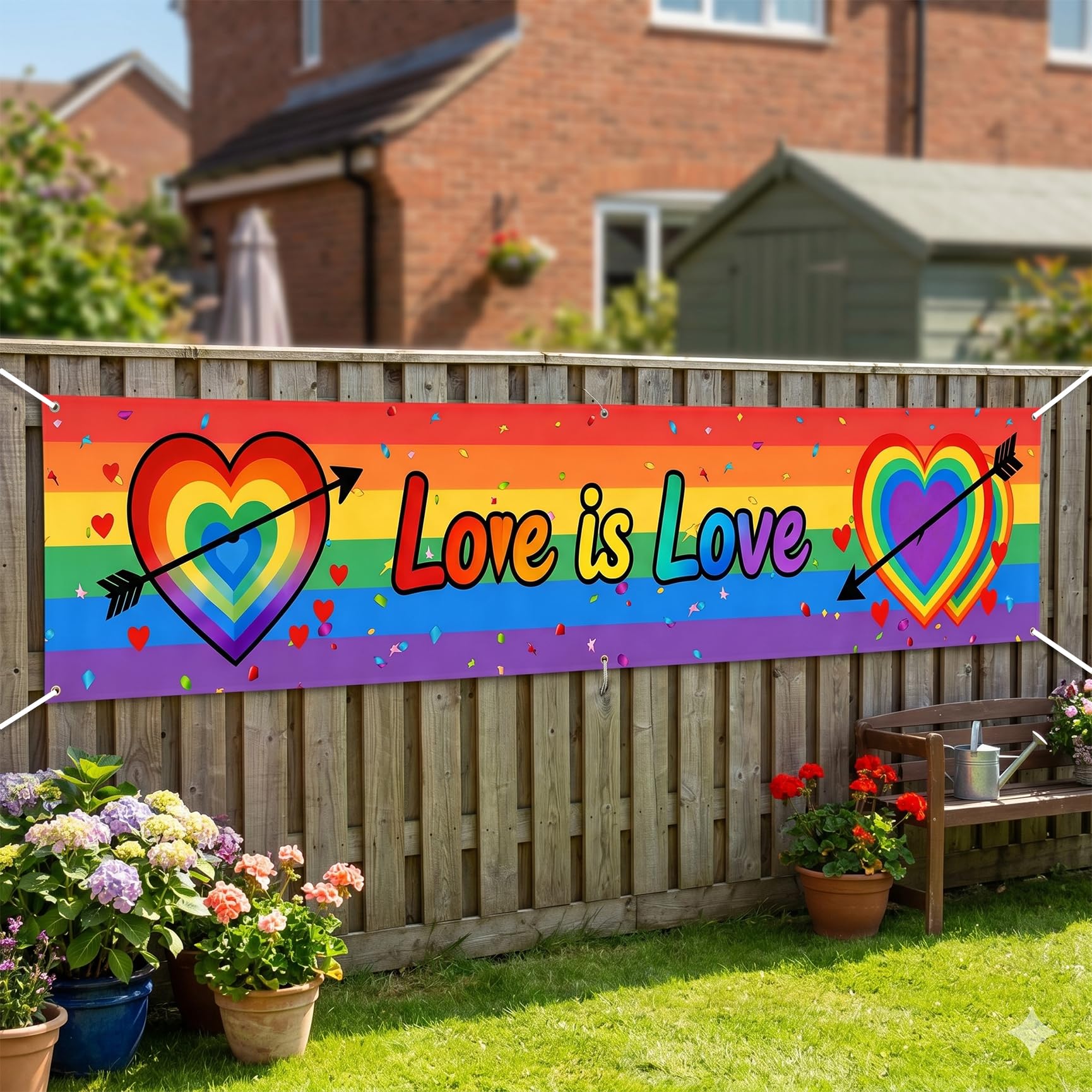 Pride Flag Banner LGBT Decorations Love is Love Banner for Pride Month Decorations Indoor Outdoor Pride Party Supplies 50 x 300cm