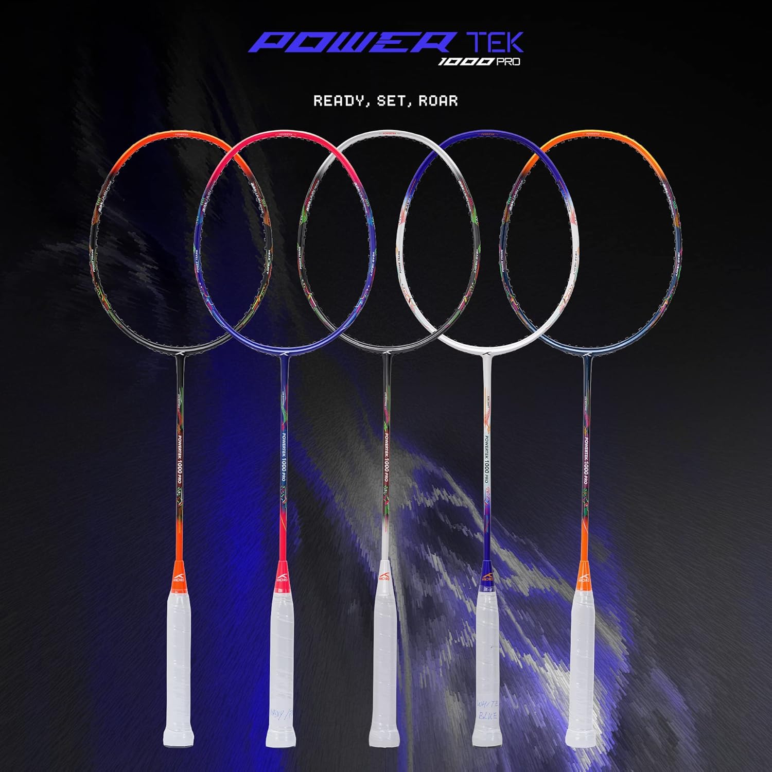 Hundred POWERTEK 1000 PRO Graphite Strung Badminton Racket with Full Racket Cover for Intermediate Players