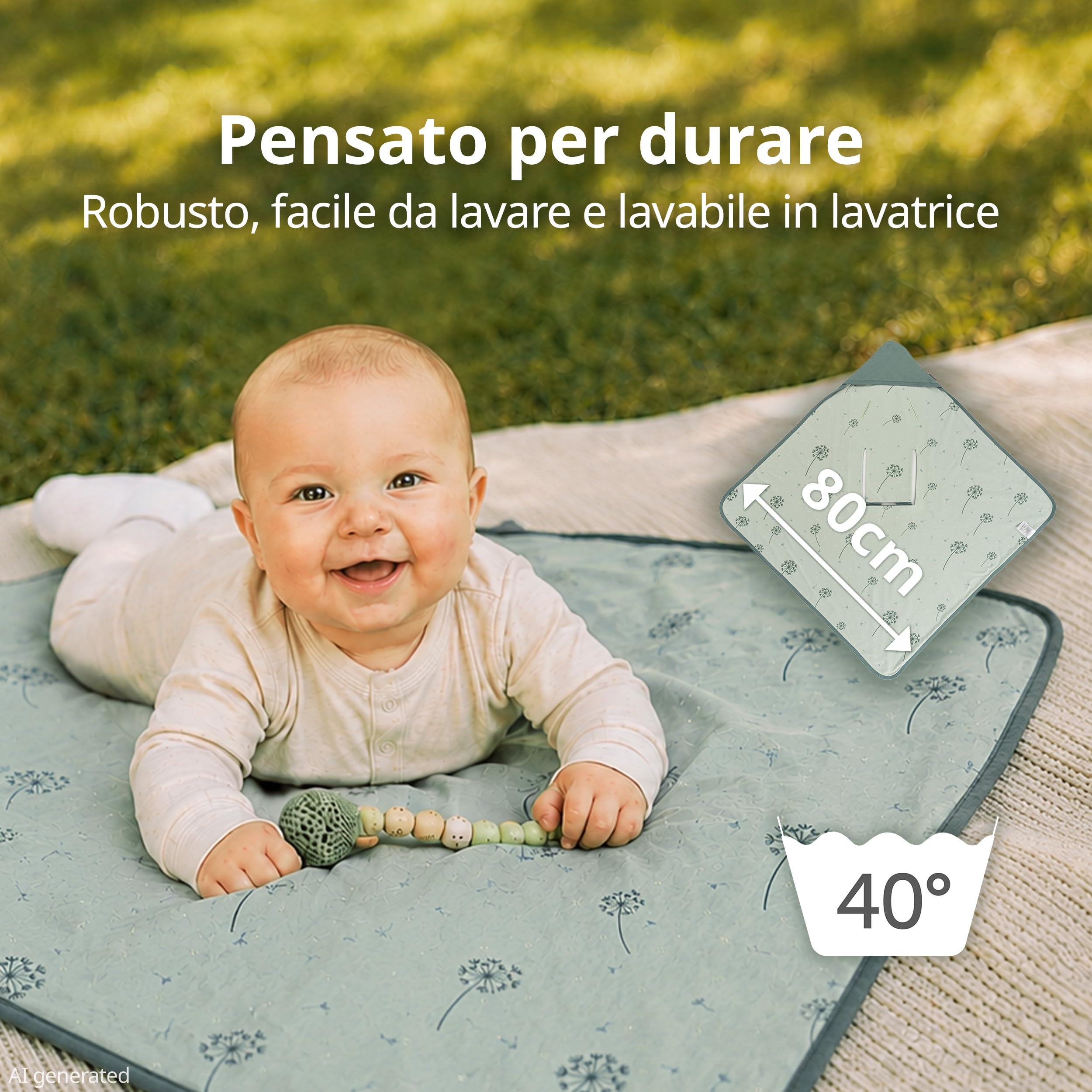 Zamboo Copertina per Ovetto Neonato - Copertina Ovetto Mezza Stagione in Cotone 100%, 80x80 cm - Testata OEKO-TEX Standard 100 - Adatta a Seggiolini Auto - Verde Menta