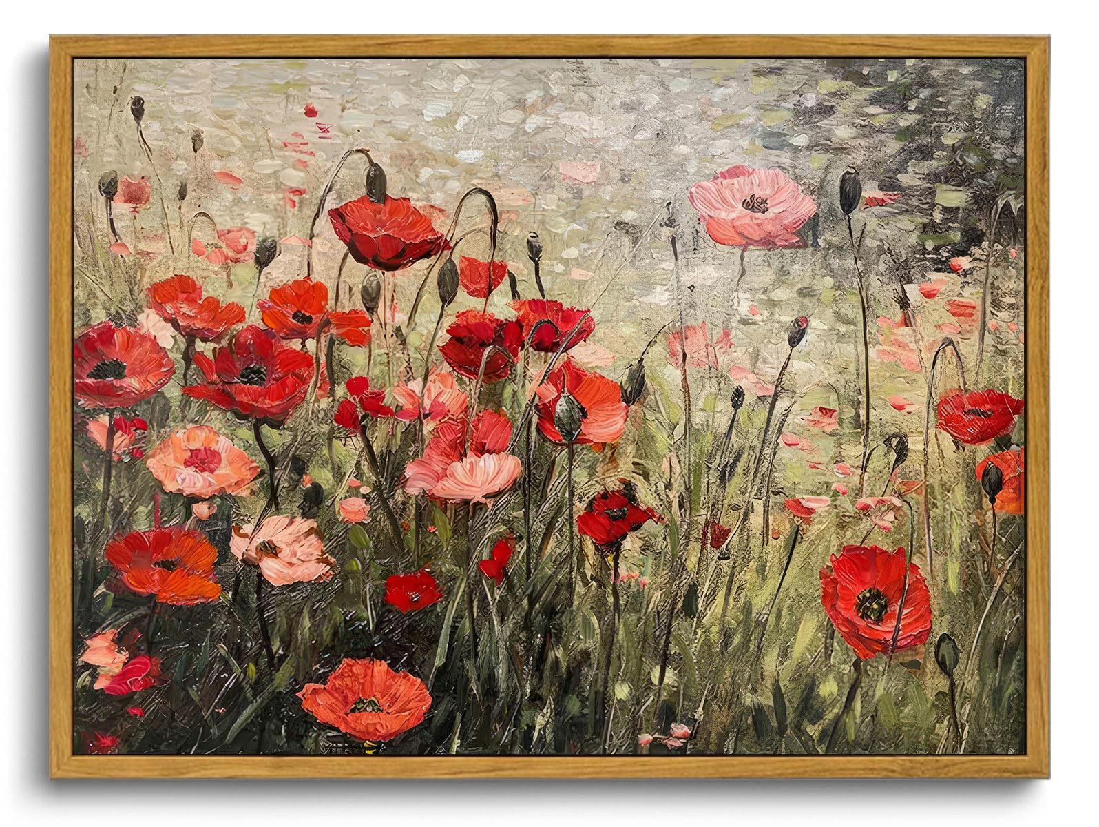 OIQArtOIQ Framed Canvas Wall Art,Vintage Decor,Landscape Nature Country Wildflower Paintings Farmhouse Pictures Modern Artwork Rustic Fall Flower Prints Cottagecore Office Living Room Bedroom Bathroom — view 88