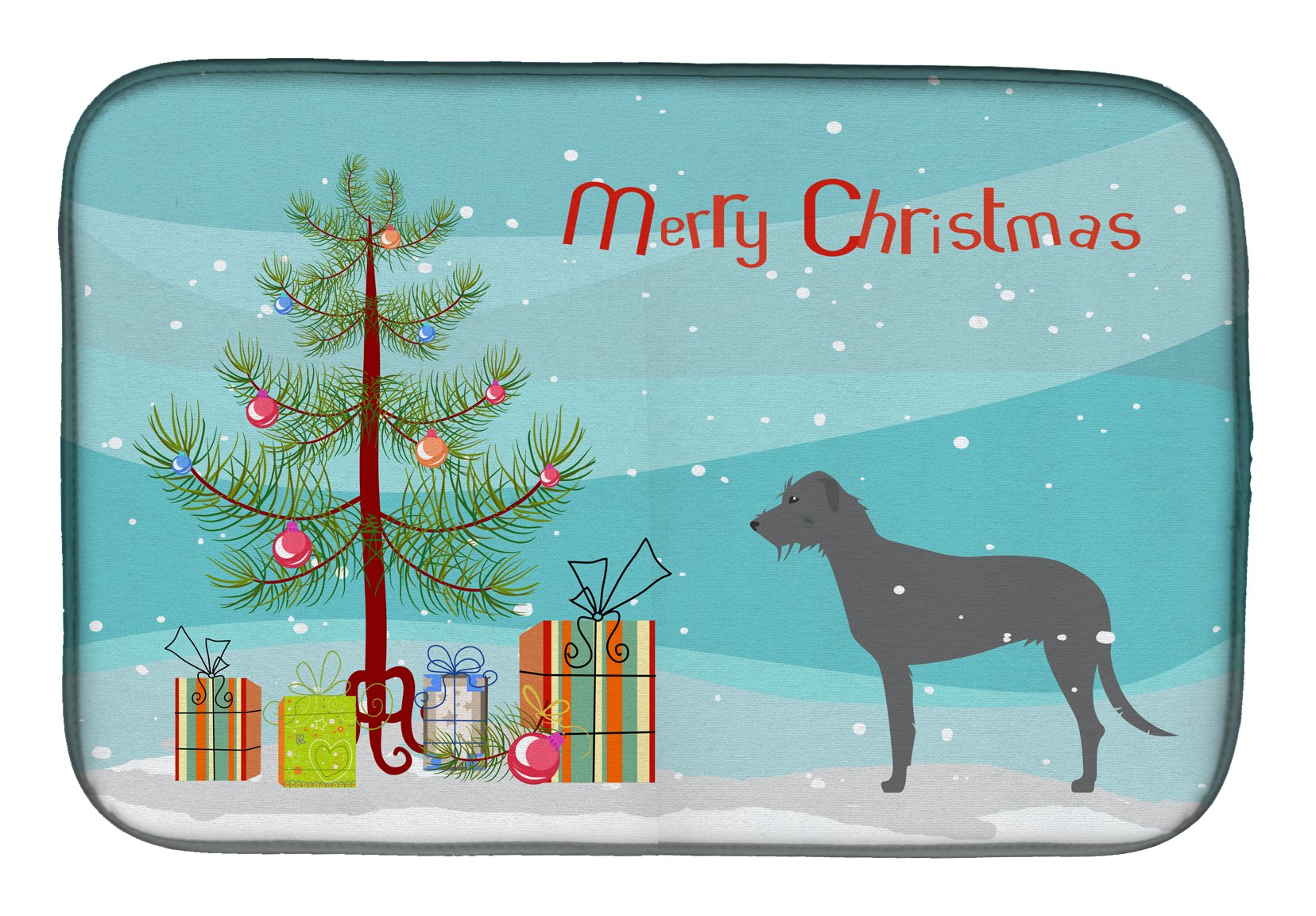 Tapis de séchage microfibre Irish Wolfhound imprimé sapin de Noël multicolore