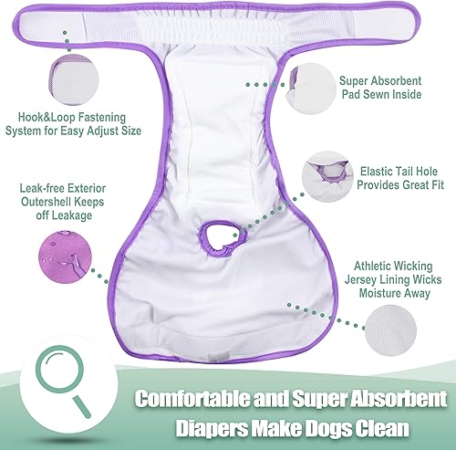 Miniatura 5 de Wegreeco - Pañales lavables para perros hembra (3 unidades)