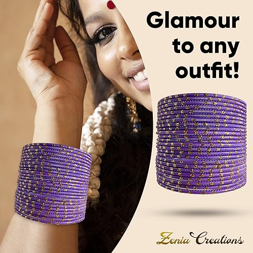 Miniatura 2 de Zenia Creations - Juego de pulseras de metal de 24 piezas, joyería étnica india para bodas, fiestas y uso diario de moda, pulseras coloridas de