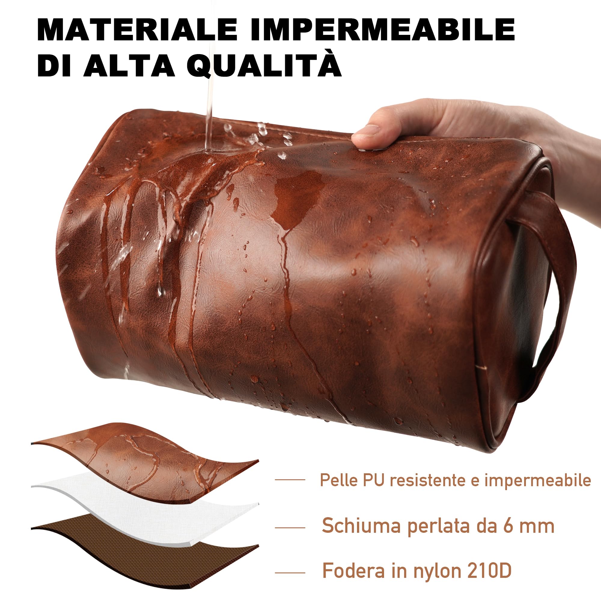 Easycosy Beauty Case Uomo Personalizzato da Viaggio,Beauty Case Personalizzabile da Toilette in Pelle,Regalo per Papà