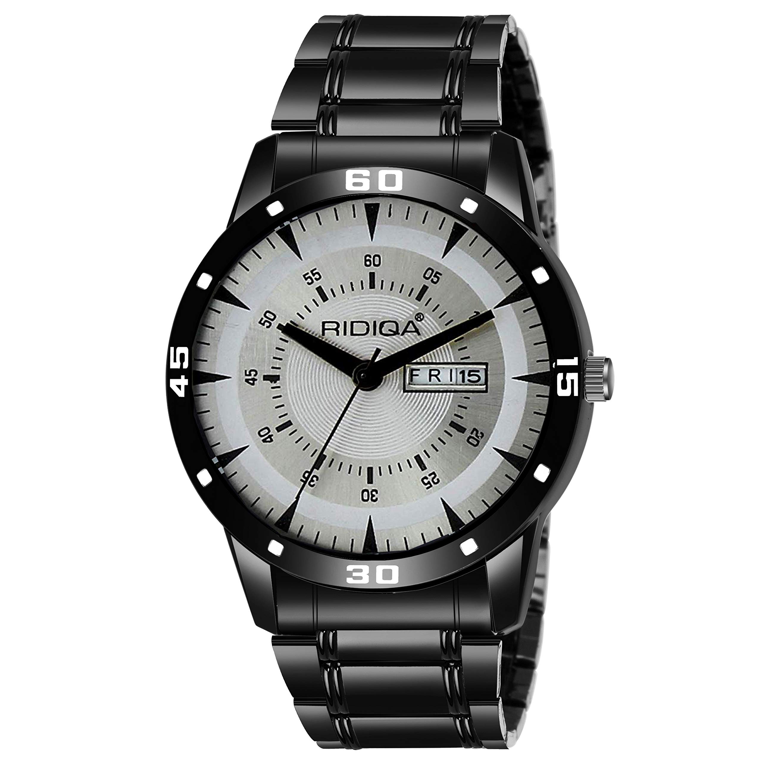 RIDIQA Silver Day and Date dial Watch for Men (B07HL3QGGC) Amazon Price History, Amazon Price Tracker