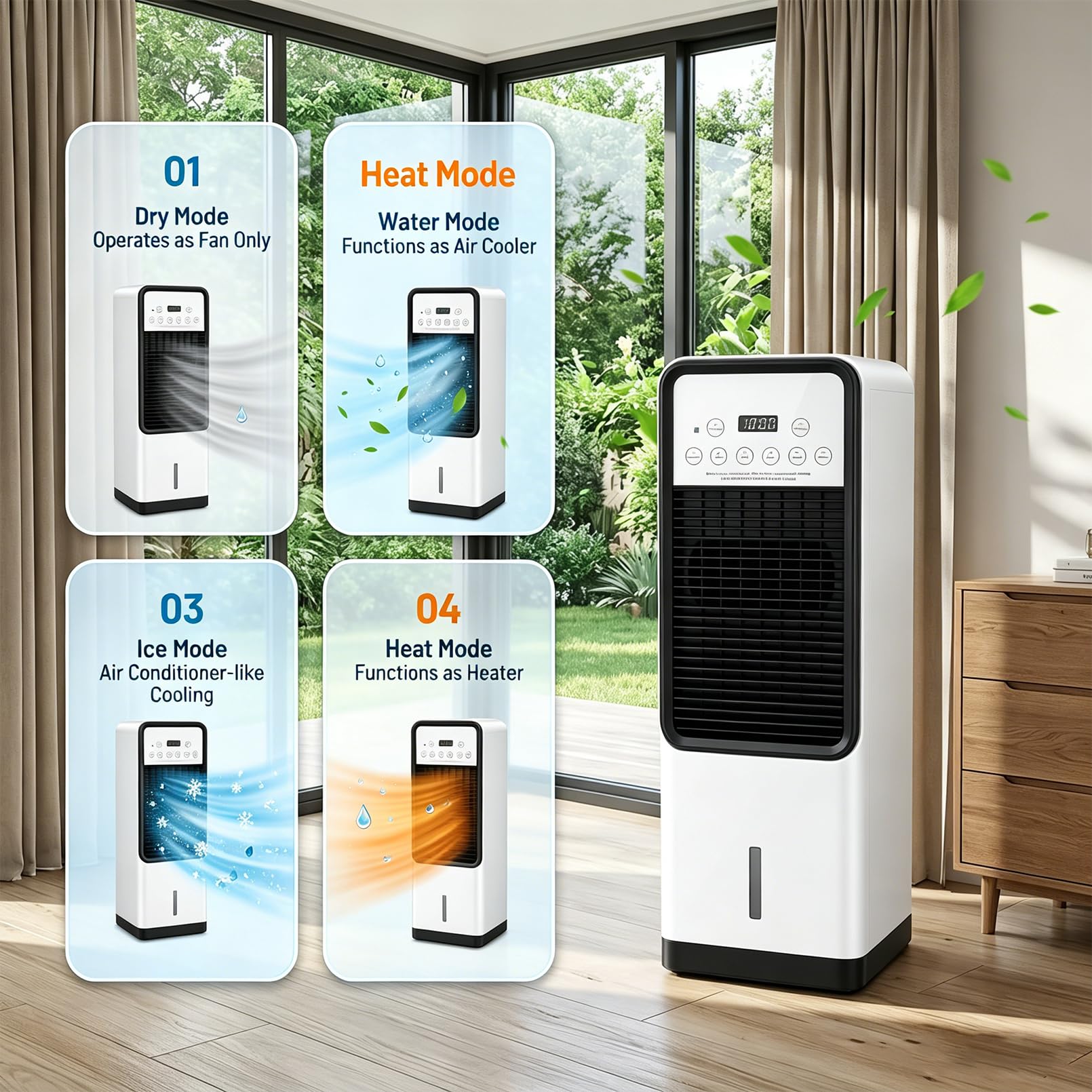 Climatiseur Portable 12000 BTU Avec Chauffage, Unité AC 4-en-1 Refroidissement Et Chauffage, Déshumidificateur Et Ventilateur – Télécommande, Minuterie 8H, Pour Chambre, Bureau, Camping-car, Garage
