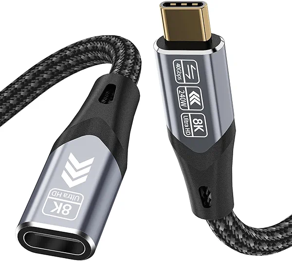 HOTUTUKI USB-c Extension Cable Short 1.65FT Compatible with Thunderbolt 4 Extension Cable high Speed 40Gbps Data Transfer, USB c Male to Female, 8K Display/Video 240W, for Docking Station