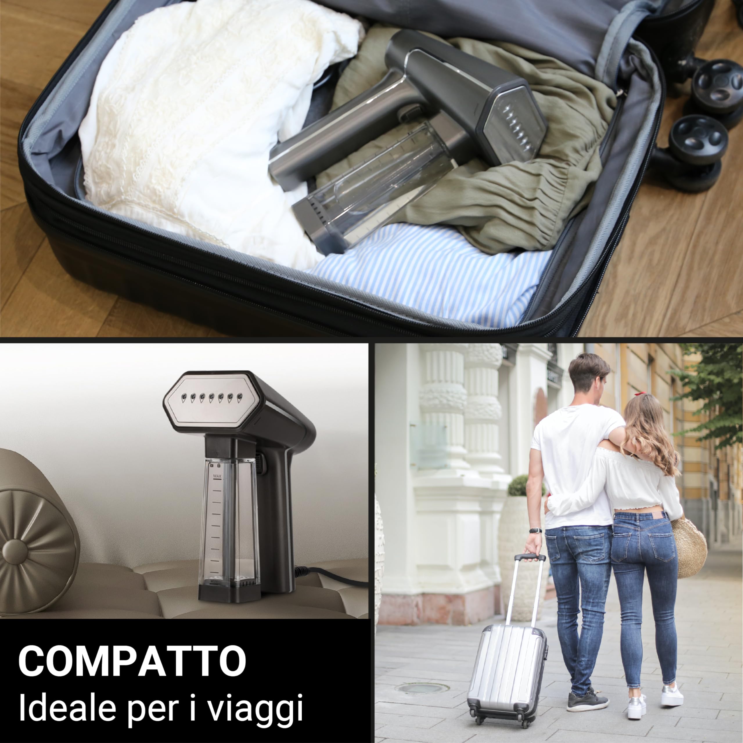 SteamOne - Vapore a vapore 2000W 30g/min Victor SN250MG - Ferro da stiro portatile Autonomia 8min (140ml) - Rimuove il 99,99% delle impurità - Pronto in 40s - Ultra compatto