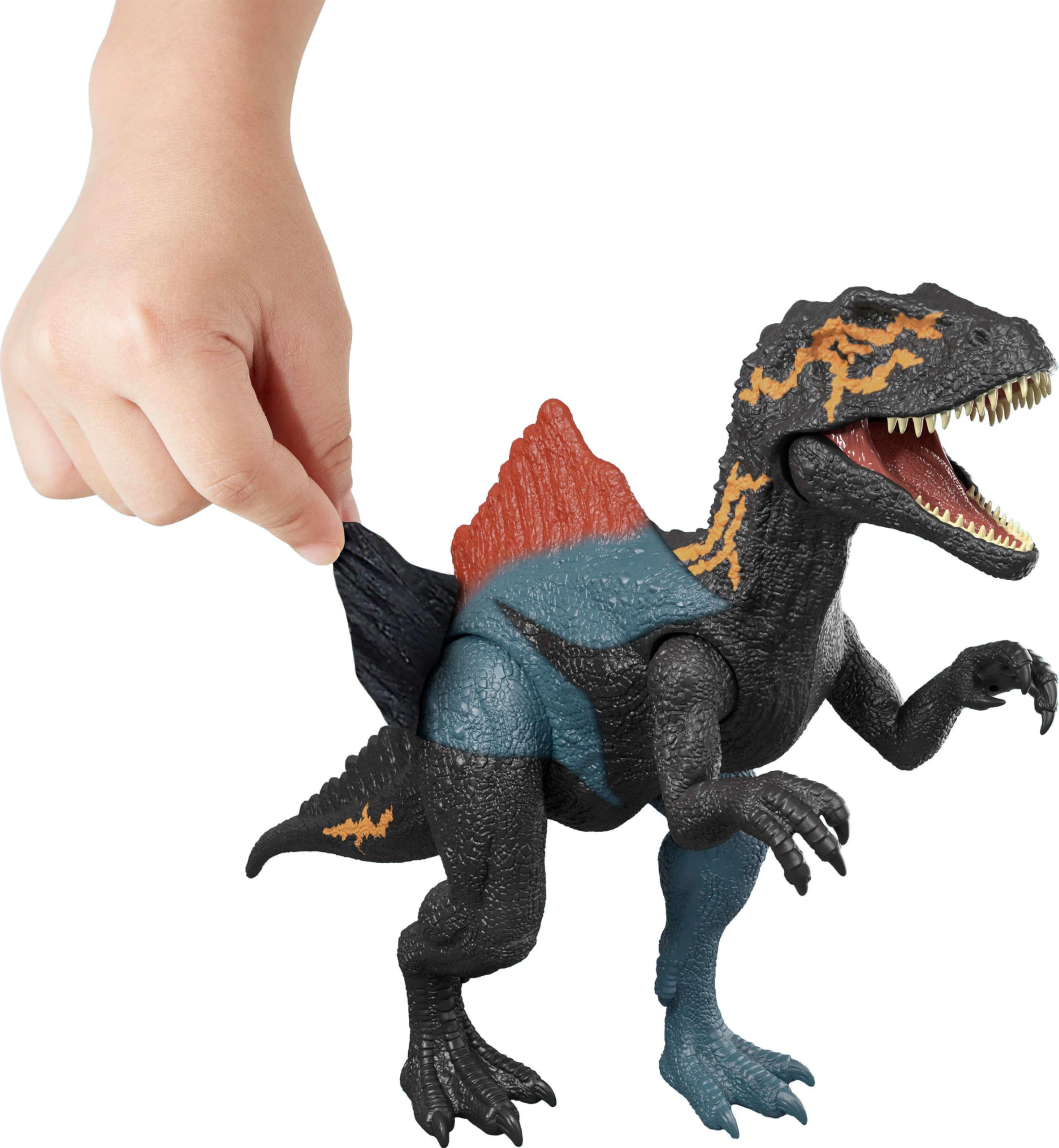 Mattel Jurassic World Dino Reveal Deluxe Concavenator figurka akcji, zabawka do odrywania i zdejmowania ze zmianą koloru, gra dinozaura