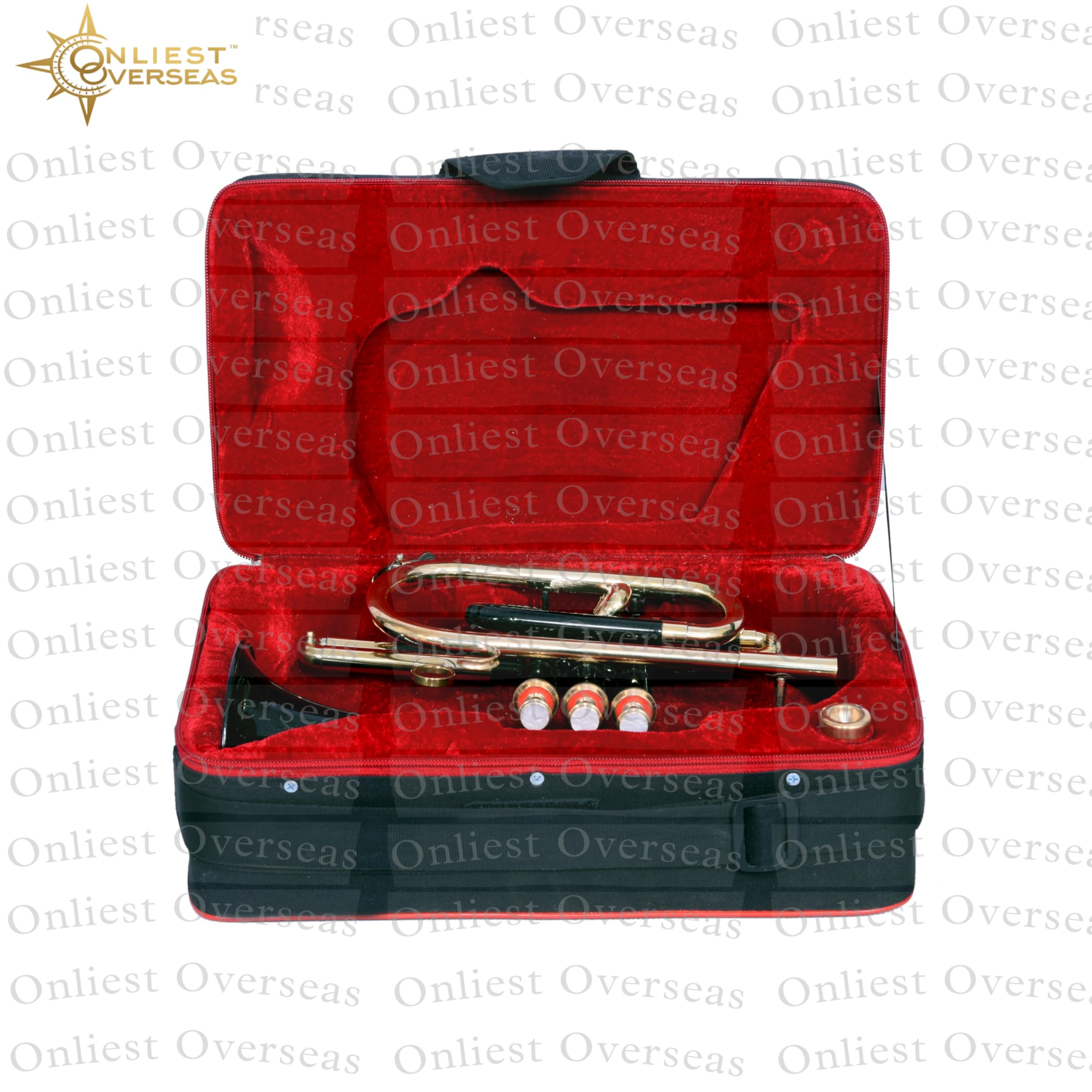 Juego de cornetas de latón | Corneta de banda compacta con válvulas de pistón suaves, tubo de plomo de cobre fósforo | Incluye boquilla, kit de limpieza y estuche rígido negro y